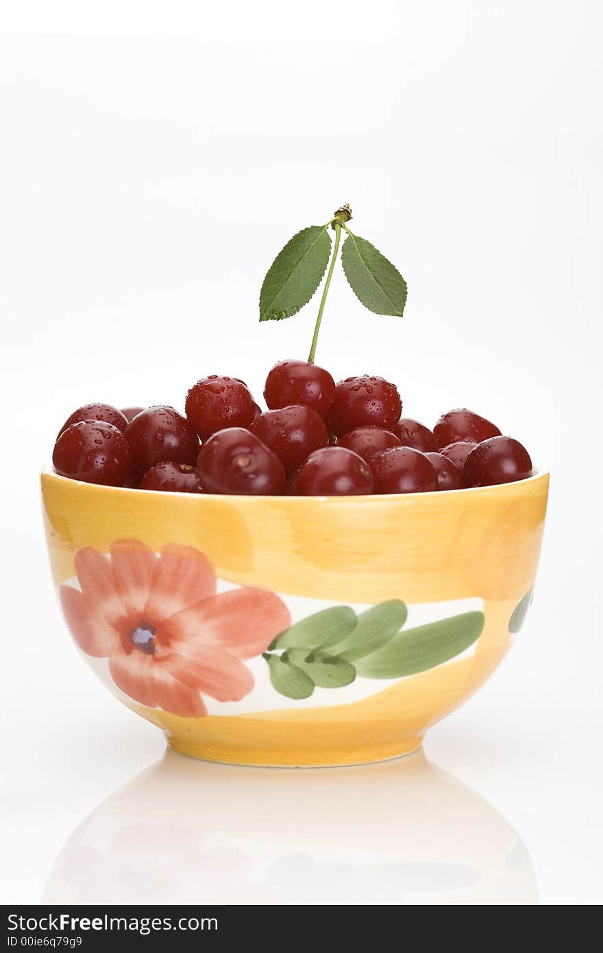 Bowl full of fresh cherries