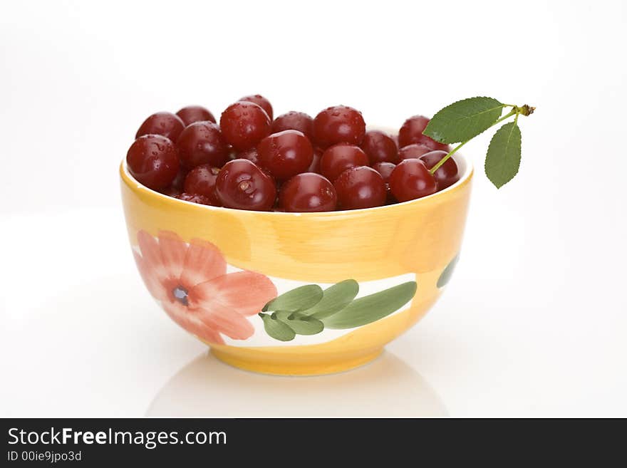 Bowl full of fresh cherries