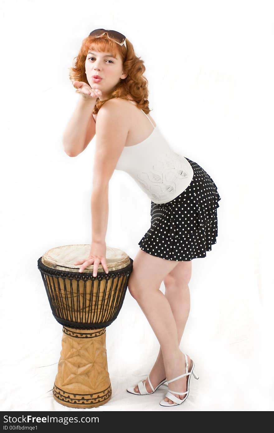 Young Girl Posing On White Bg