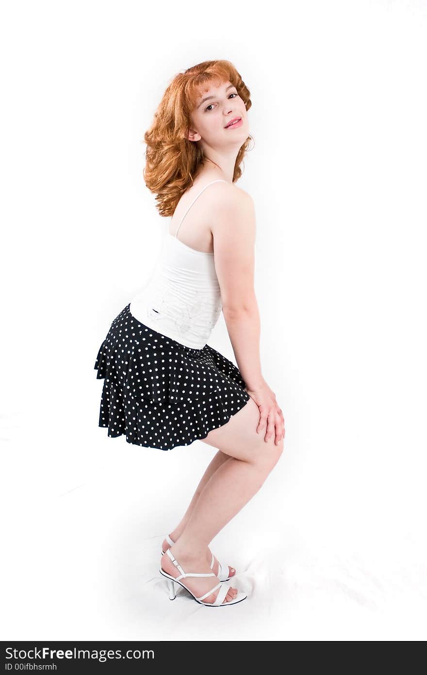 Young Girl Posing On White Bg