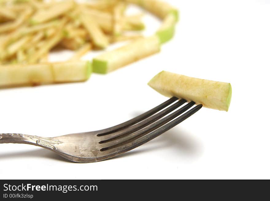 The useful cut apples. lunch