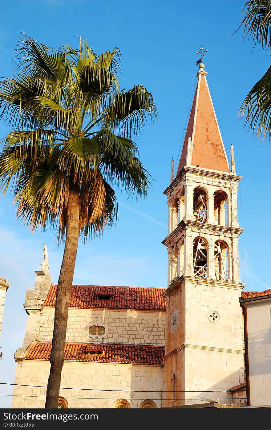 Church tower in Dalmatian town