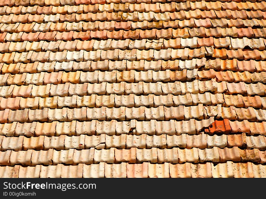 Old tile roof, summer day. Old tile roof, summer day