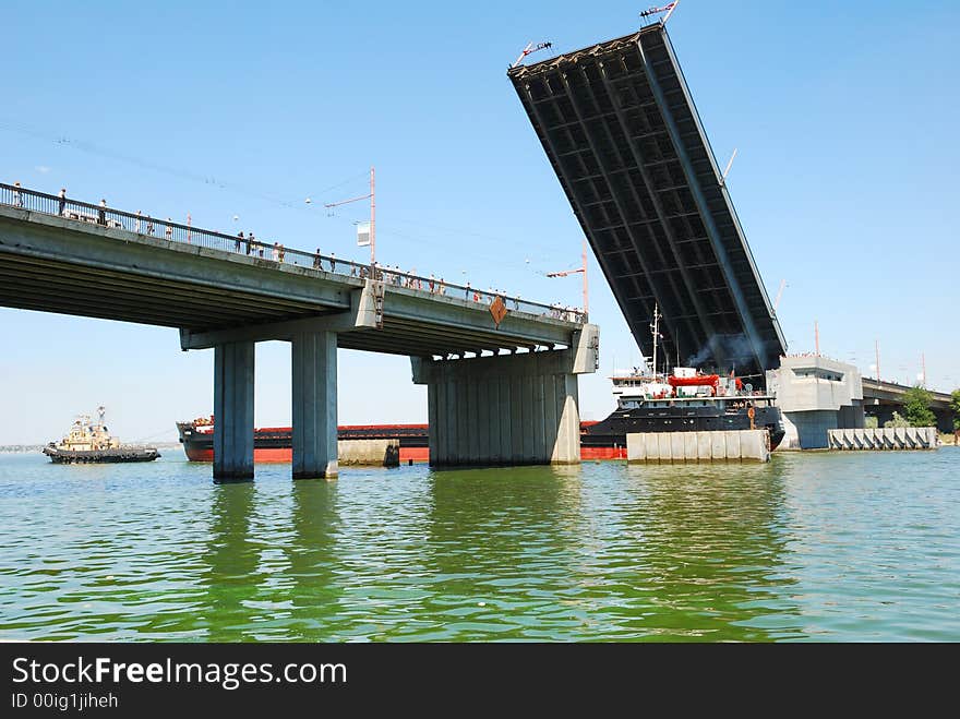 Opened bridge for pass of ships