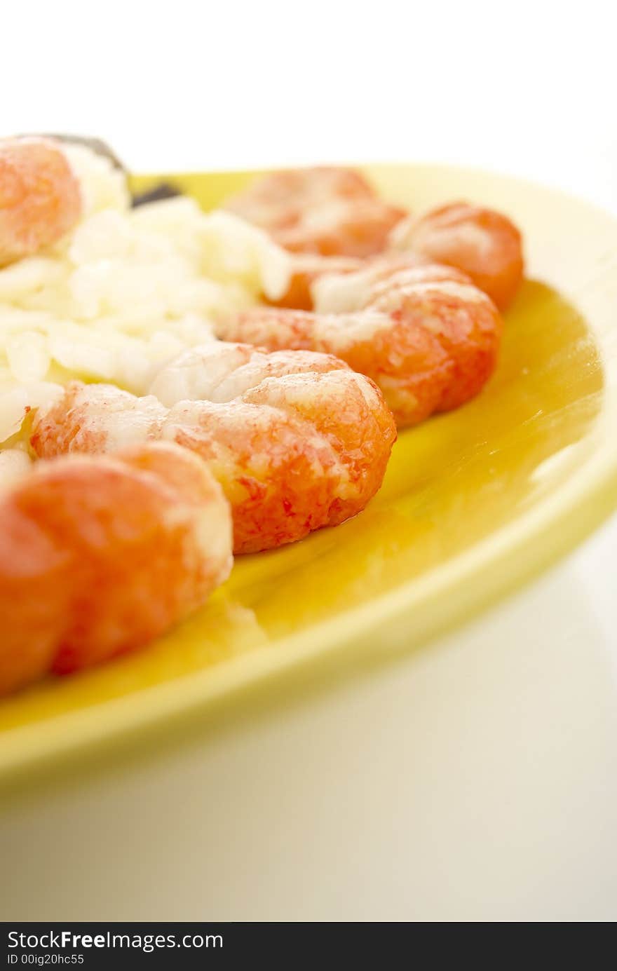 Baked shrimp macro studio shot