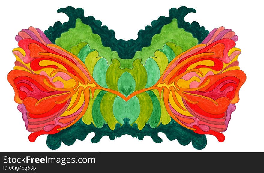 Hand painted,floral illustration, big abstract flower on colored background. Hand painted,floral illustration, big abstract flower on colored background