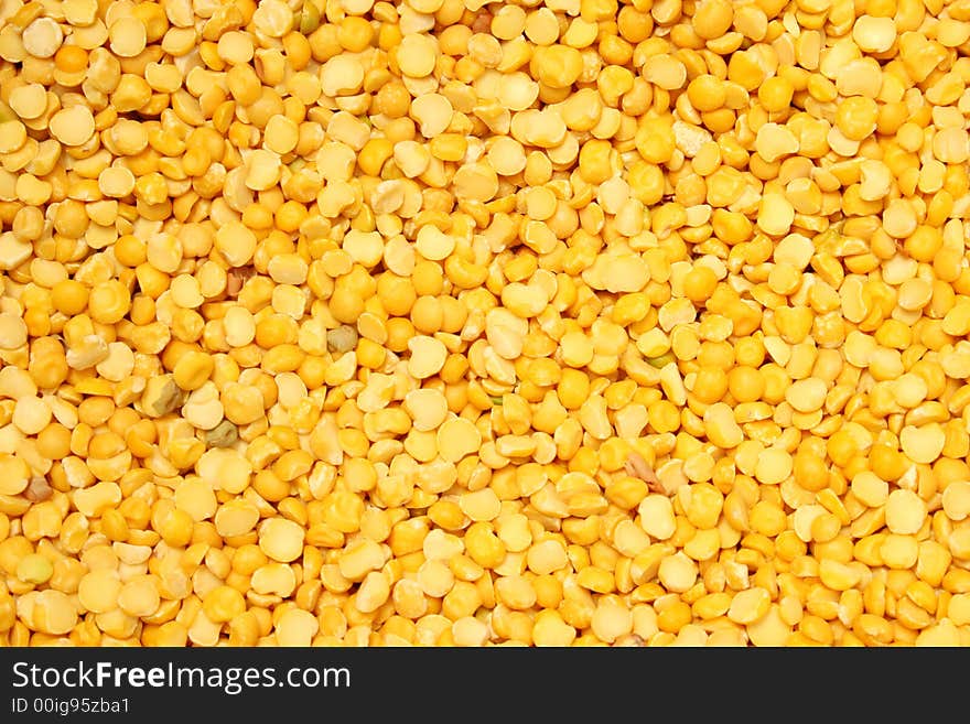 Grains of yellow dhall in a sack. Grains of yellow dhall in a sack