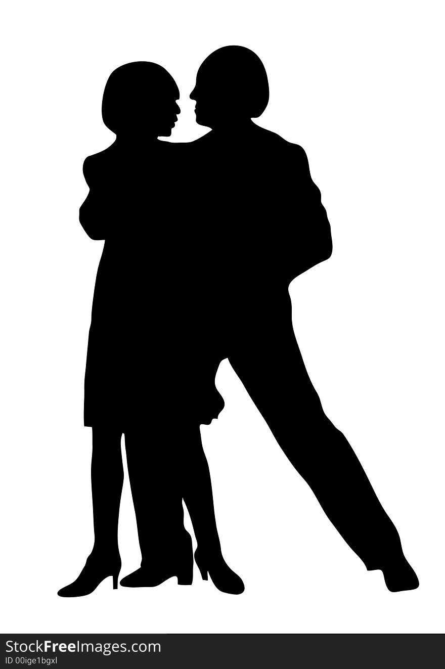 Couple dancers silhuette vector illustration