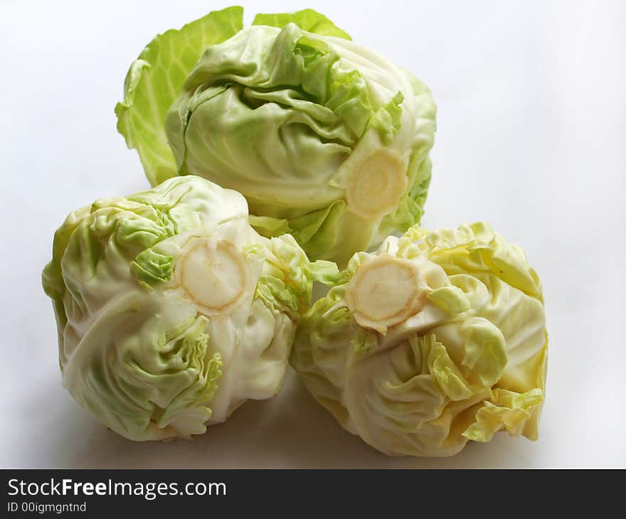 Three green cabbage head for salad