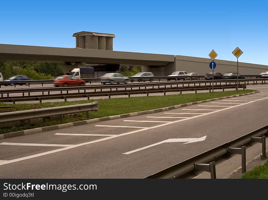 Cars move on highway at high speed