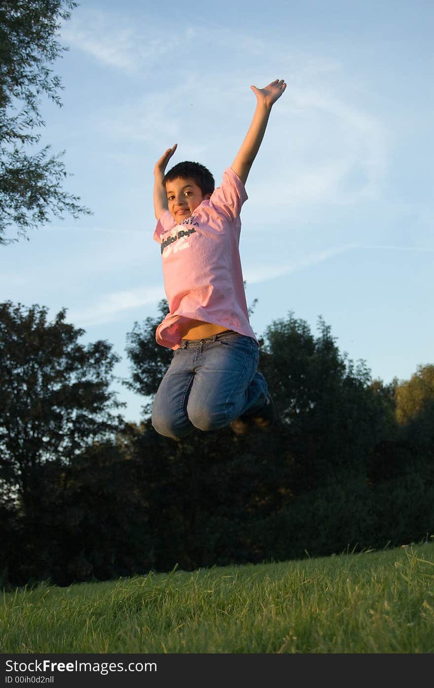 Boy Cheerfull Jumping