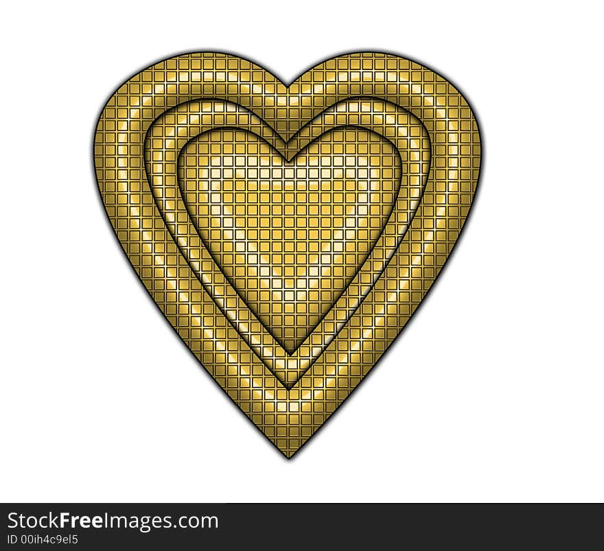 A  heart in designed pattern with yellow colour and black stripes. A  heart in designed pattern with yellow colour and black stripes.