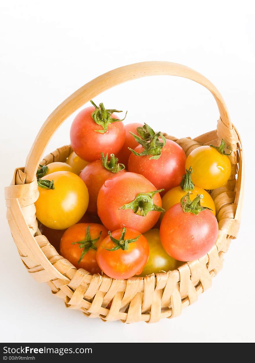 Basket with cherry tomatos