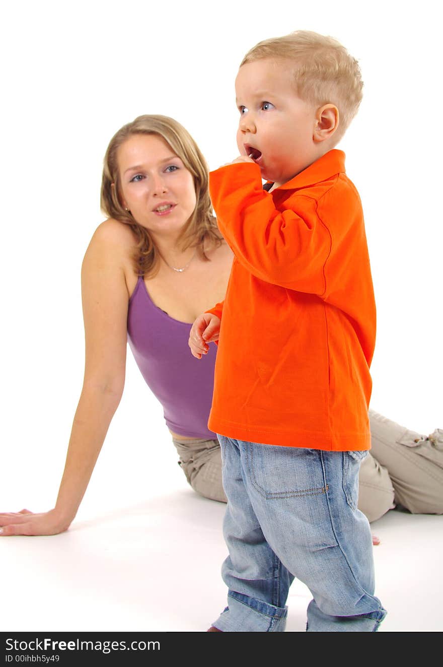 Beautiful Mother playing with her a happy son. Beautiful Mother playing with her a happy son