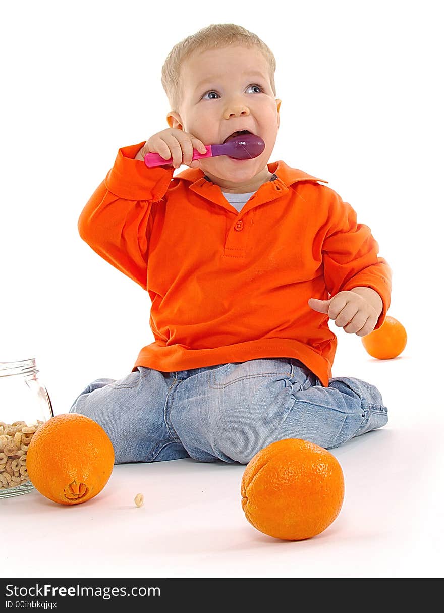 Portrait of Five-year happy old boy with orange fruit. full resolutions images - looking other pictures in my portfolio. Portrait of Five-year happy old boy with orange fruit. full resolutions images - looking other pictures in my portfolio