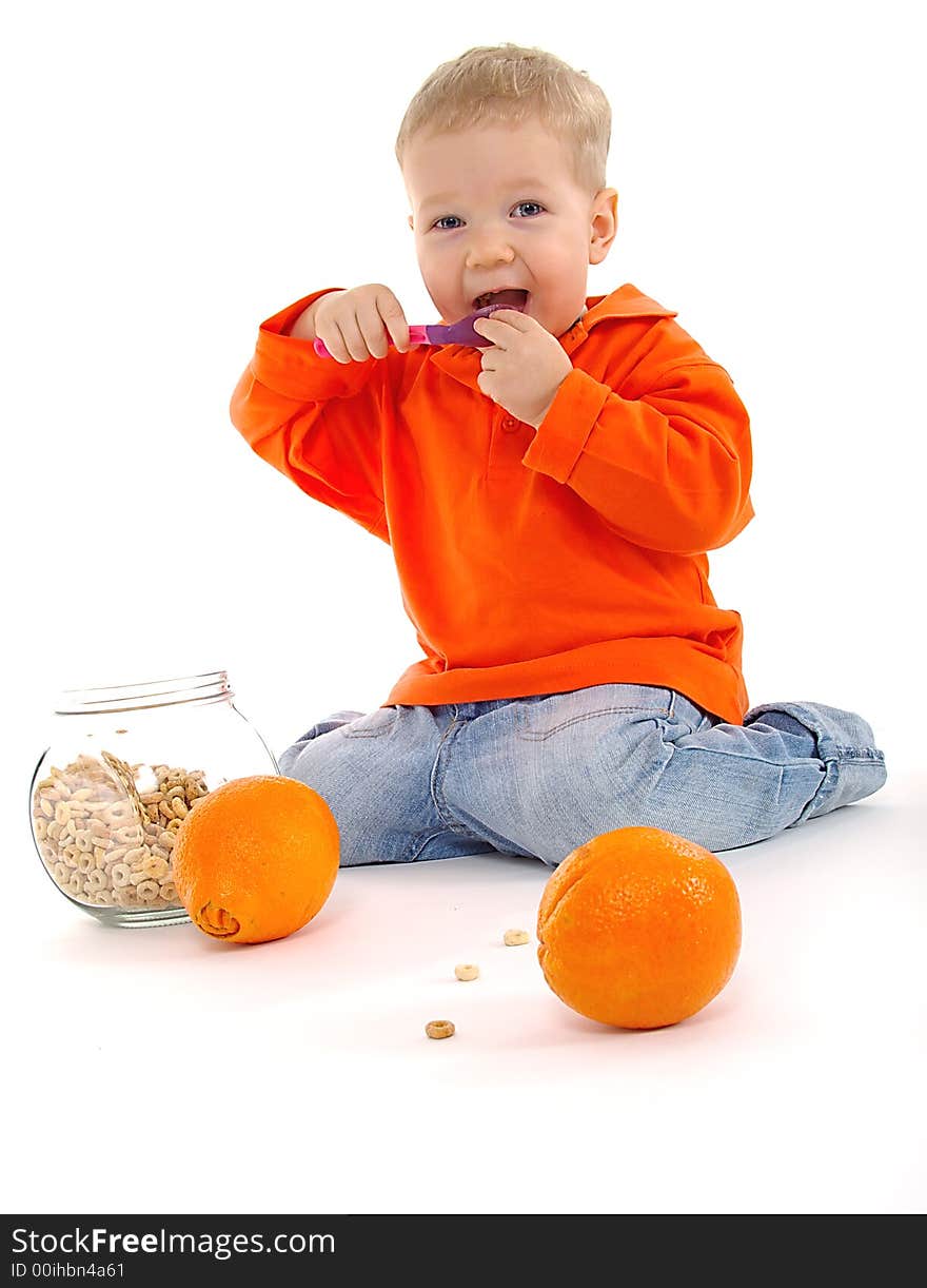 Portrait of Five-year happy old boy with orange fruit. full resolutions images - looking other pictures in my portfolio. Portrait of Five-year happy old boy with orange fruit. full resolutions images - looking other pictures in my portfolio