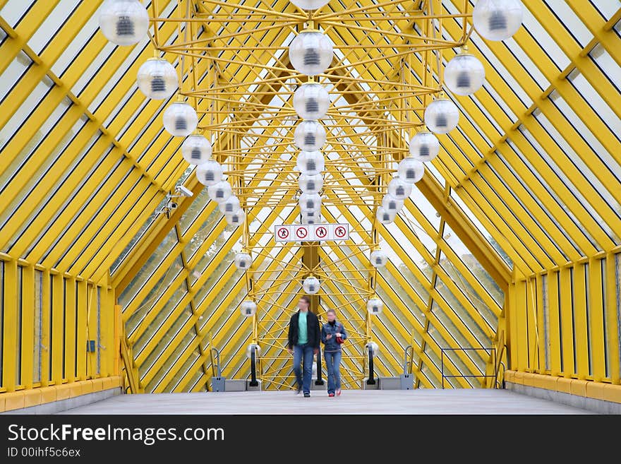 Interior of the passage - pedestrian bridge. Interior of the passage - pedestrian bridge