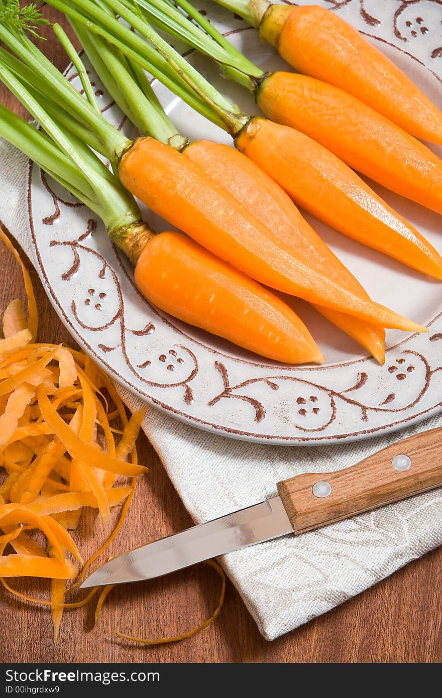 Fresh carrots on the plate