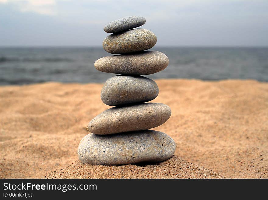 Pebble stack on the seashore