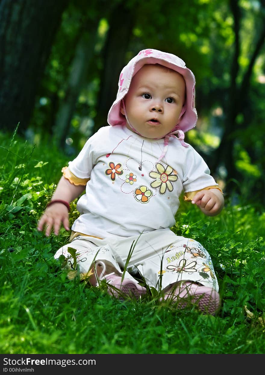 Baby playing in the park