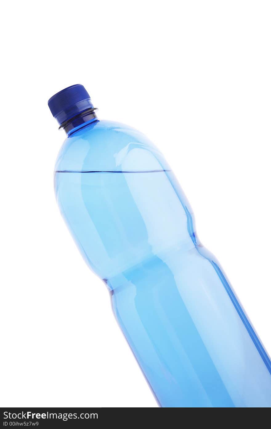 Isolated water bottle on white reflective background