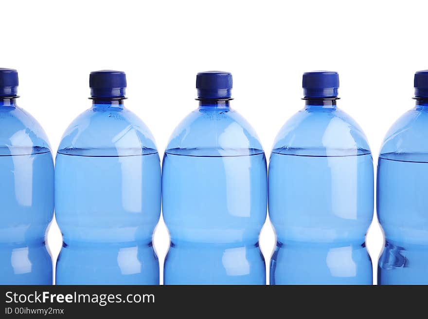 Plastic water bottles on the white background. Plastic water bottles on the white background