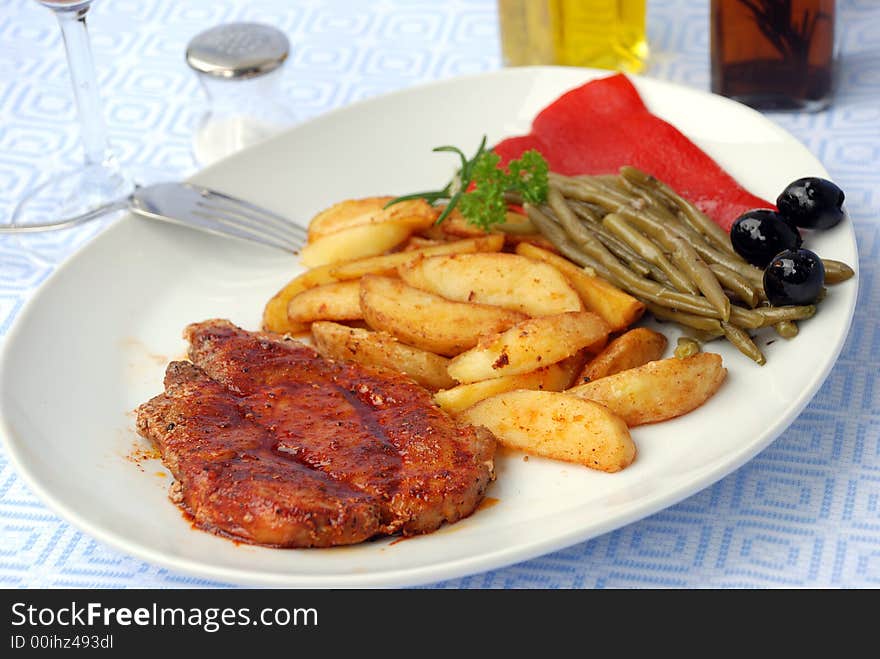 Grilled Pork Steak With Potato