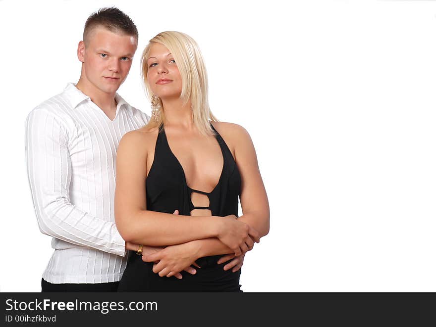 Happy young couple on white background. Happy young couple on white background