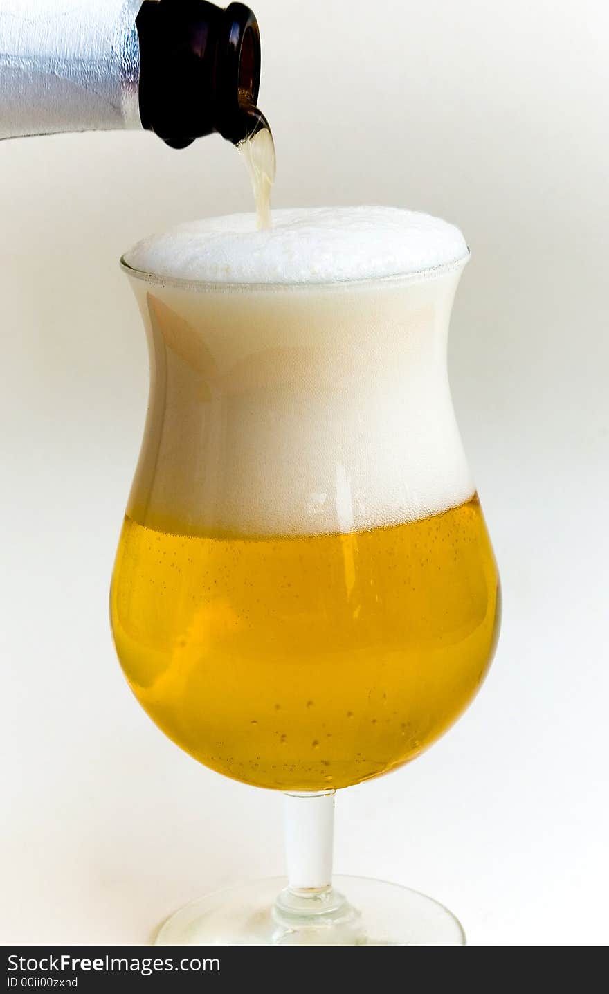 Pourin Glass Beer,on white background.