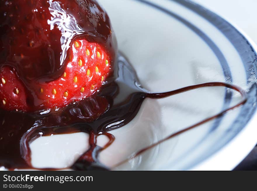 Strawberries on a Plate with chocolate glaze.