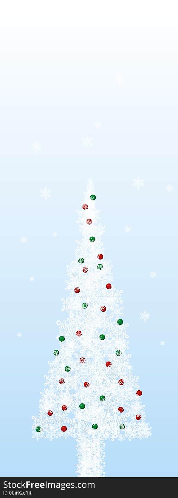 Illustration of Christmas tree on blue background