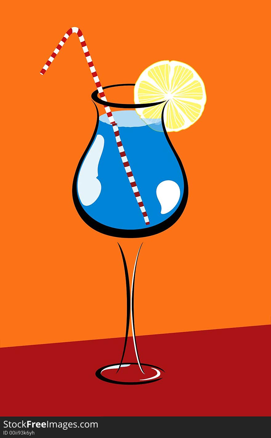 Color illustration of blue curacao cocktail drink