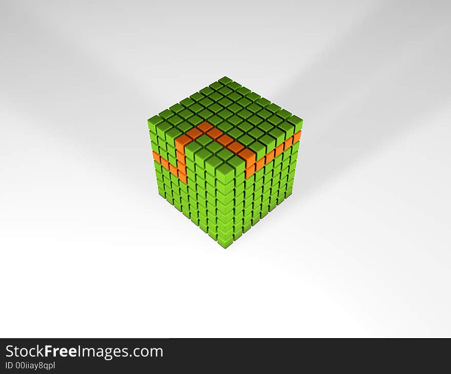 3d rendering of 512 bits of code