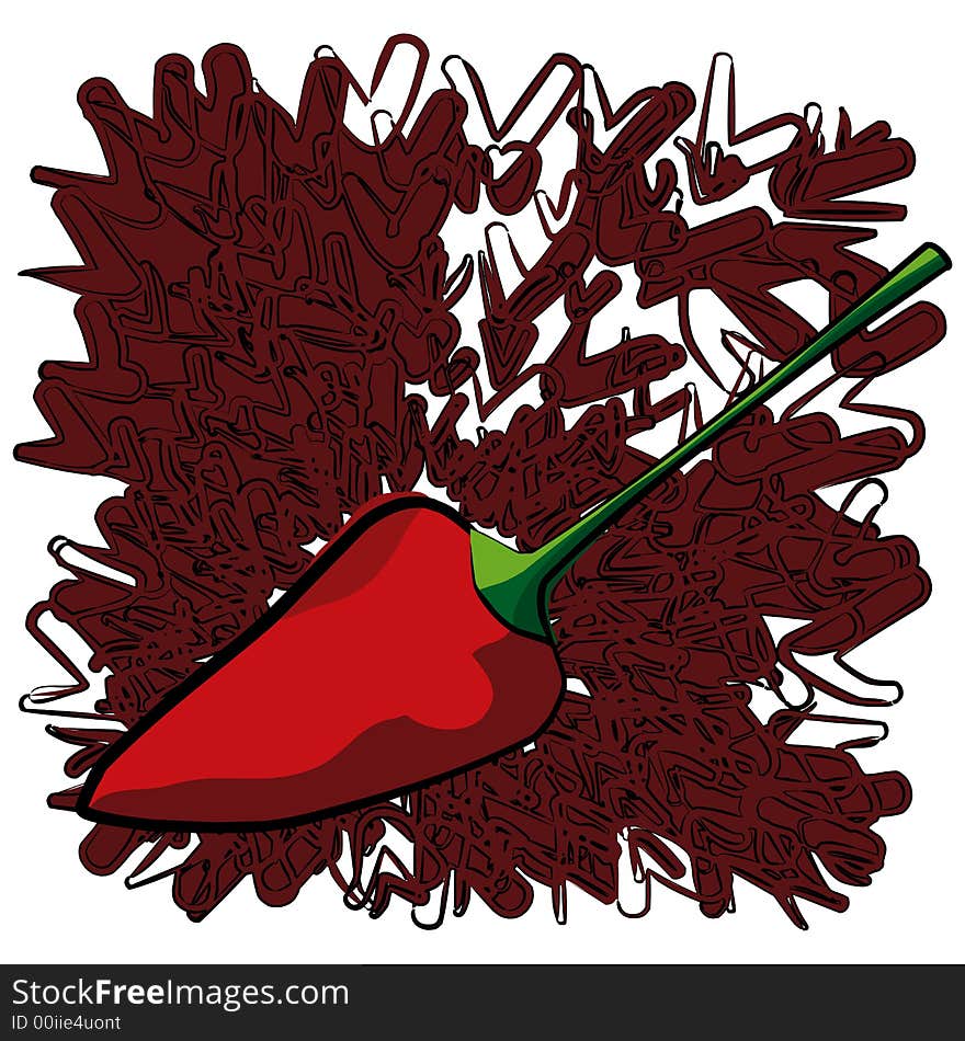 Hot pepper set in a wavy original background