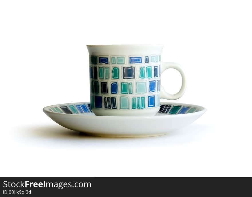 Cup of tea on white background