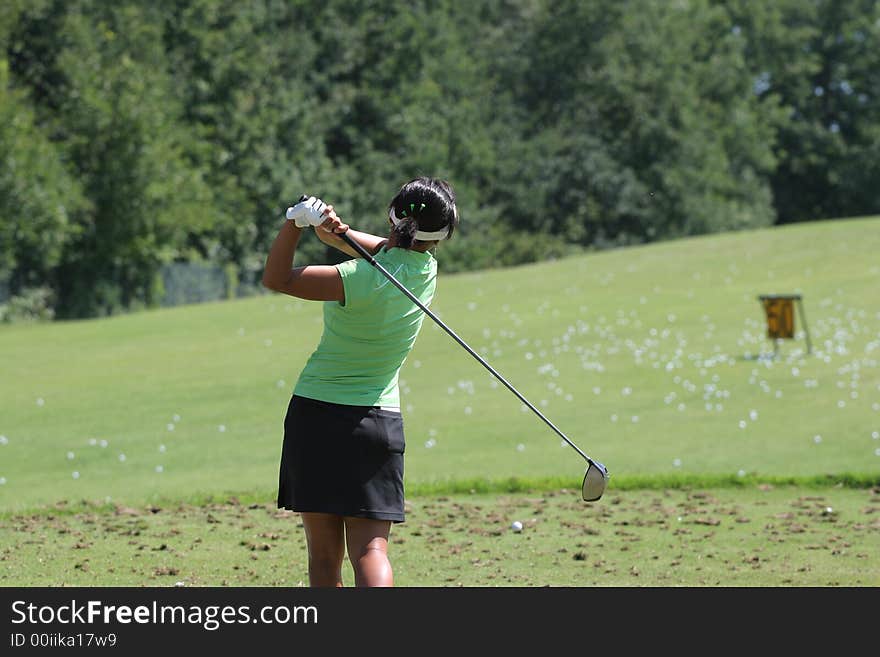 Lady golf swing