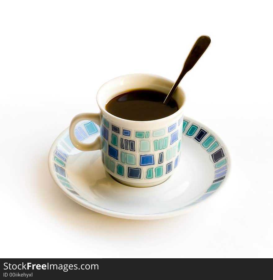 Cup of coffee on white background