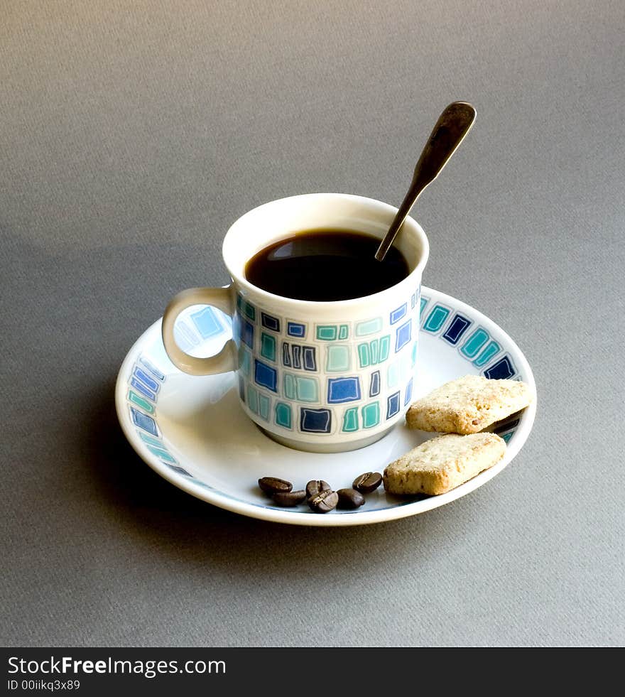 Cup of coffee on dark background