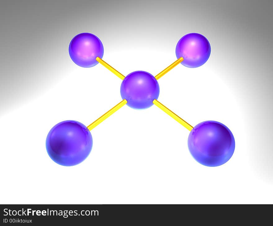 3d rendering of network node with 5 elements. 3d rendering of network node with 5 elements