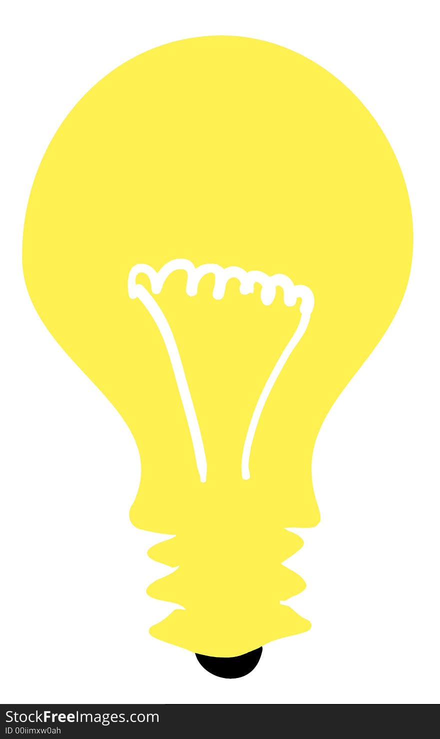 Illustration of light bulb (yellow silhouette with white filament)