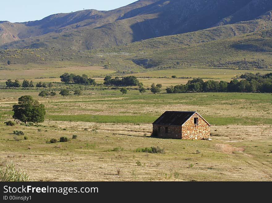 Old farmhouse deserted only with a few animals