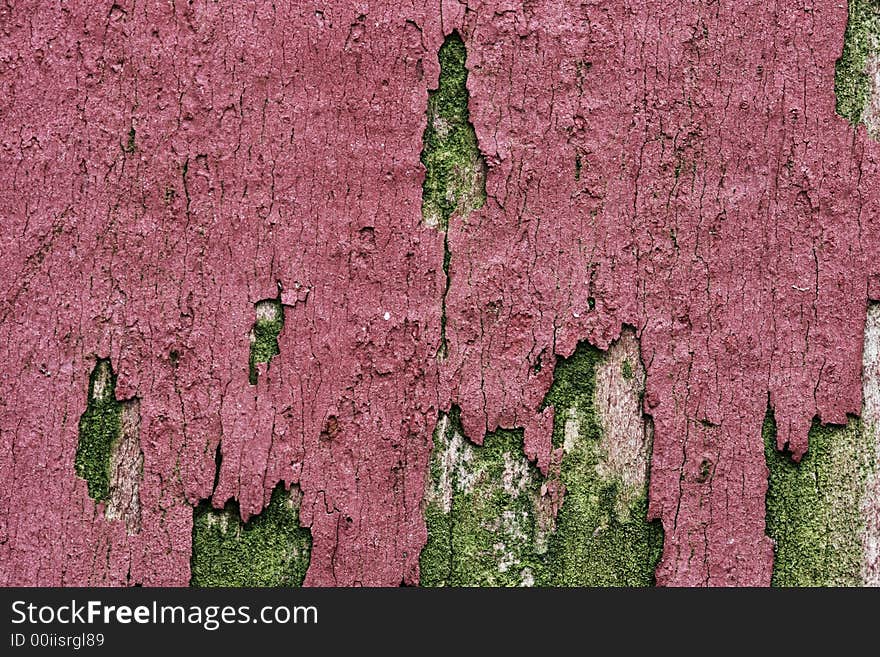 Peeling of paint on an old wooden fence. Peeling of paint on an old wooden fence