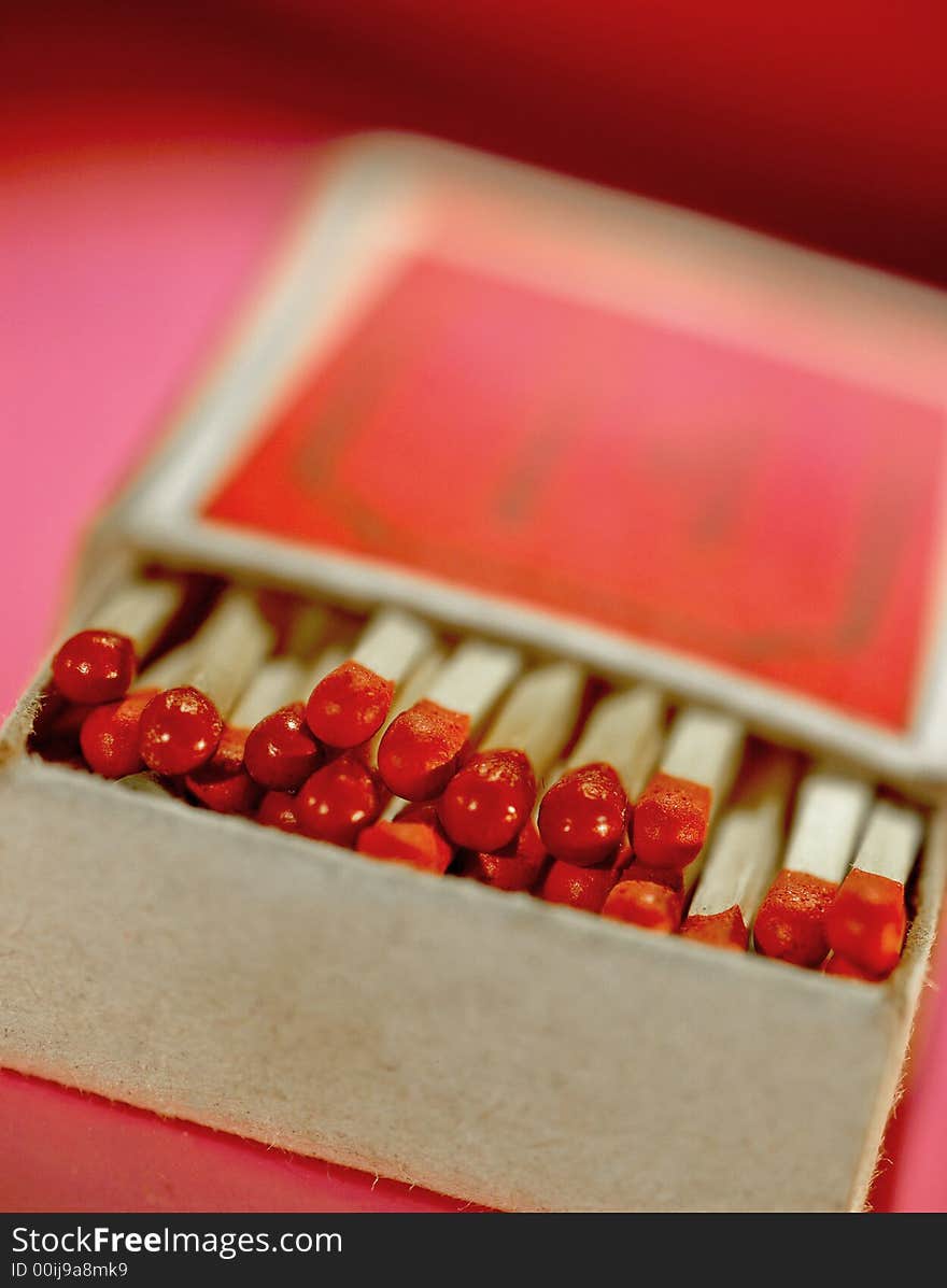 Matches of red color in a box