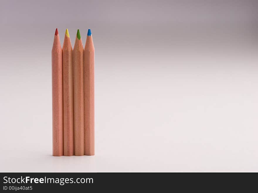 Wooden pencils in various colours. Wooden pencils in various colours.