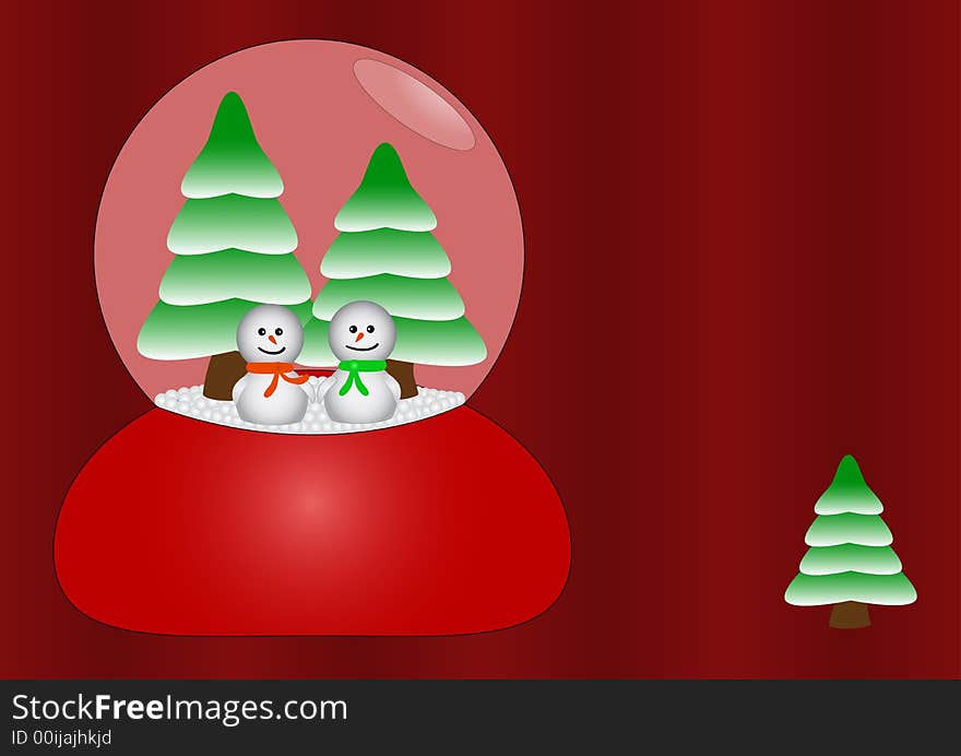 Happy snowmen in glass