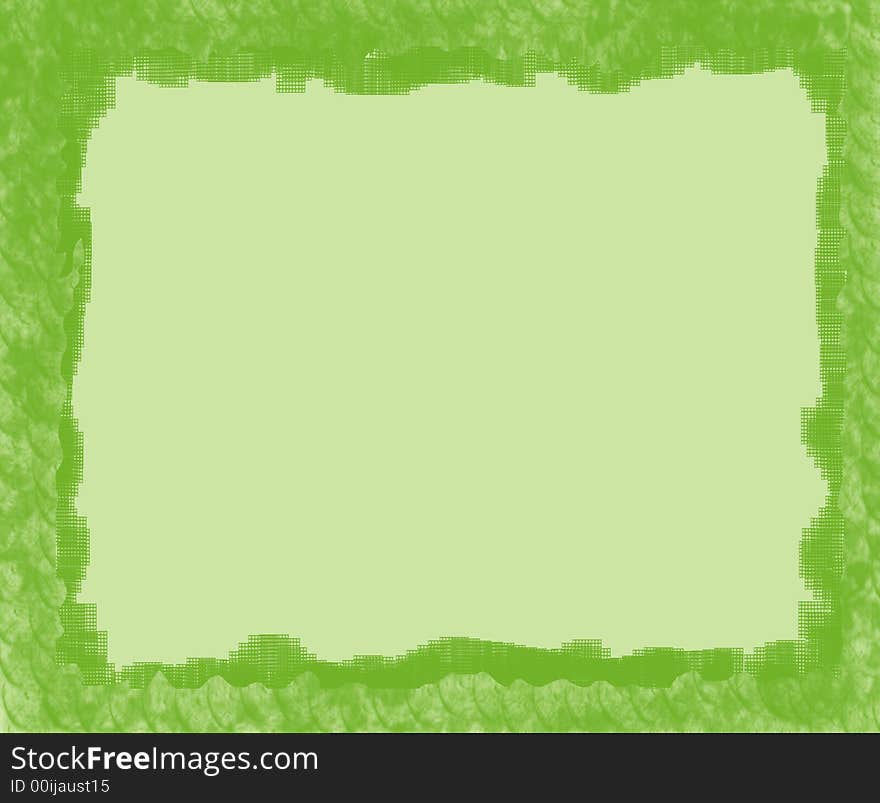A green frame in a  pale green background left blank to fix photos.