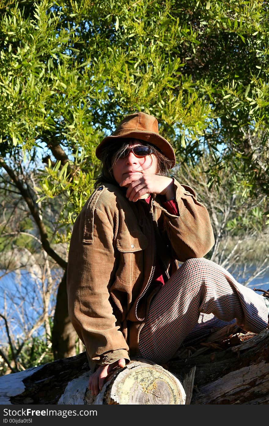 Digital photo of a woman enjoying the sunshine in autumn in Uruguay. Digital photo of a woman enjoying the sunshine in autumn in Uruguay.