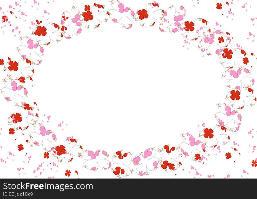 Red and pink flowers frame