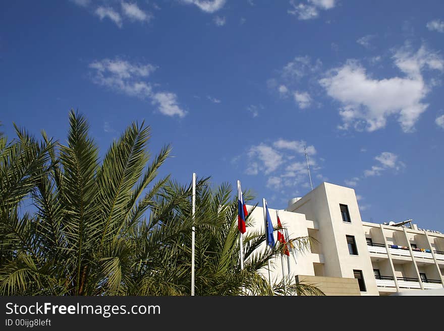 A photo of modern industrial building and sky