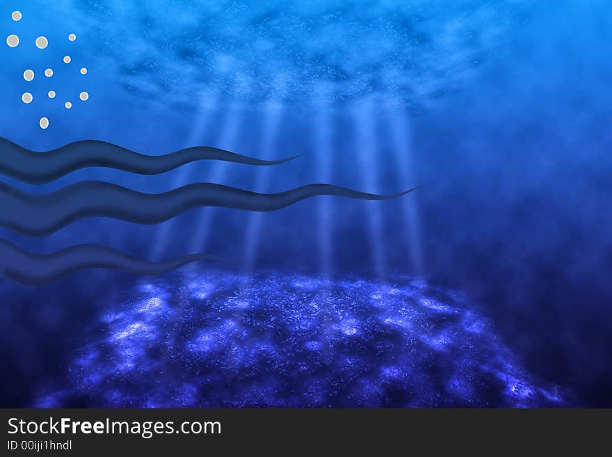 An Illustration Depicts a Scene on the Ocean Floor. An Illustration Depicts a Scene on the Ocean Floor.